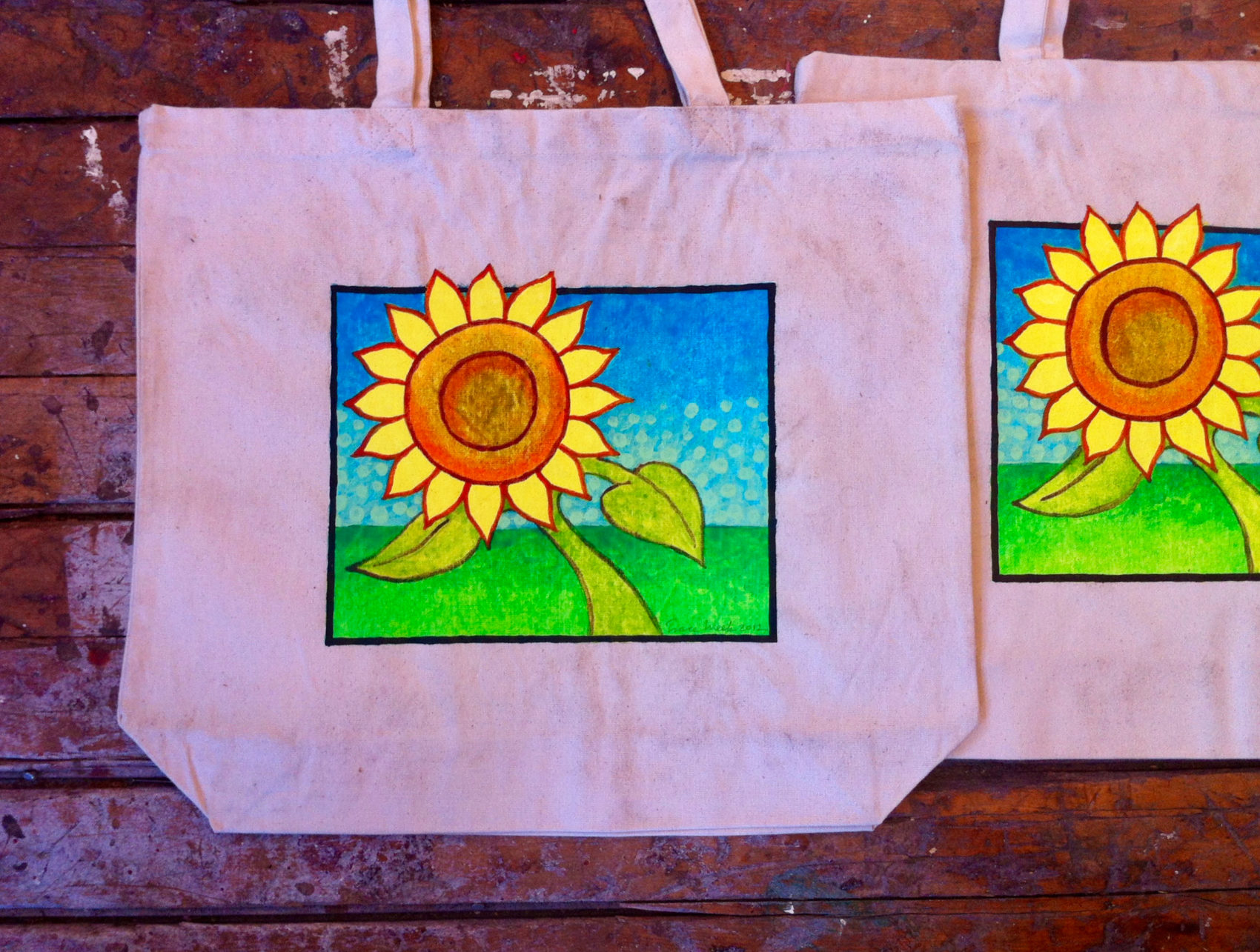Sunflower Painting on a Tote Bag