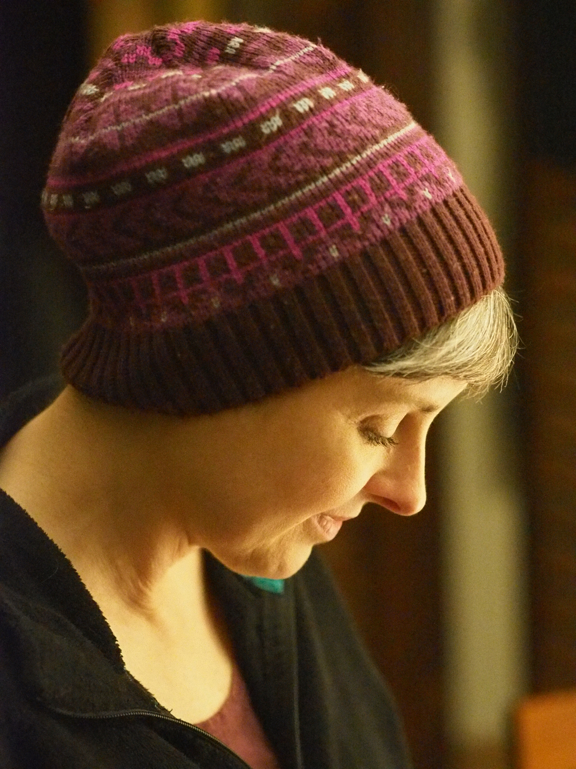 Becca in a knit hat — copyright Trace Meek